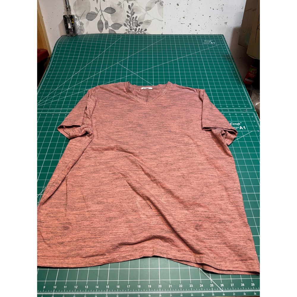 Bliegou Womens XXL V-Neck T-Shirt Short Sleeve Heathered Pink Space Dye Top